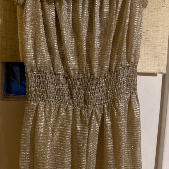 Line and Dot Silver Metallic Disco Jumpsuit - Picture 3 of 6